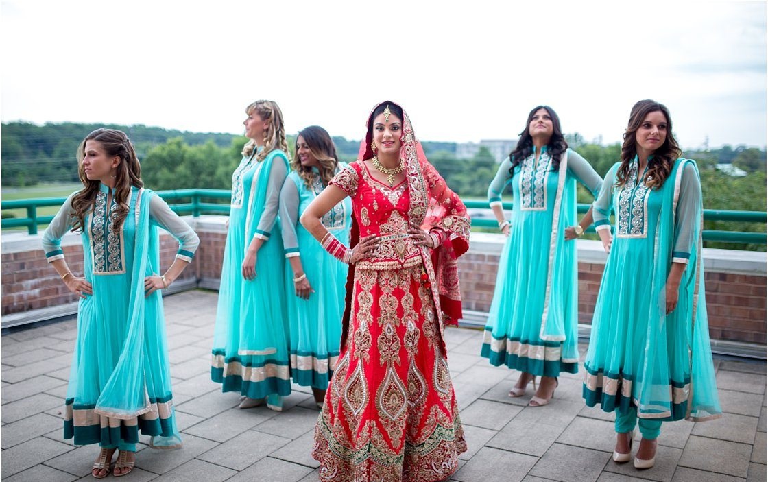 Image result for bridal indian couple posing with bridesmaids and friends