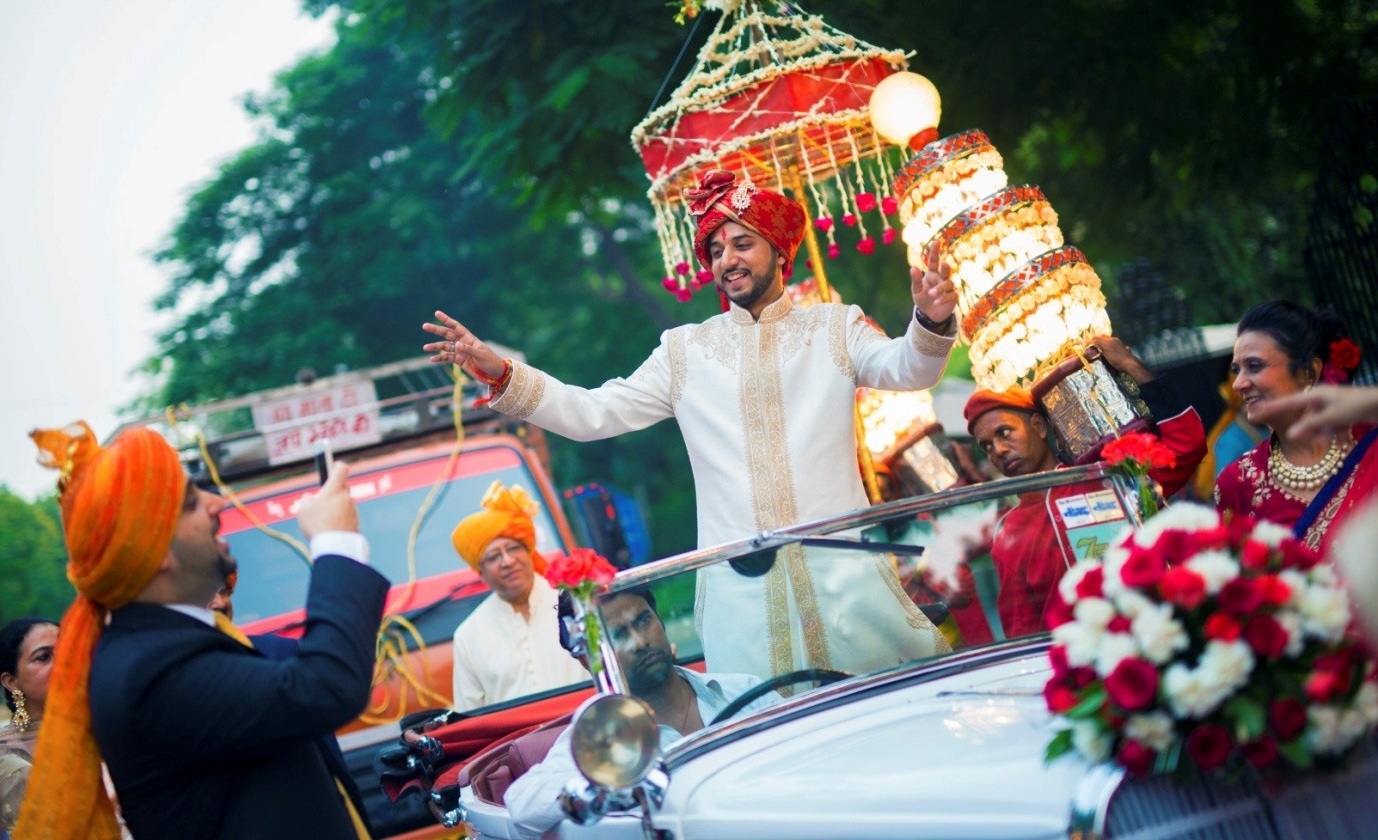 Image result for indian wedding baraat in a car